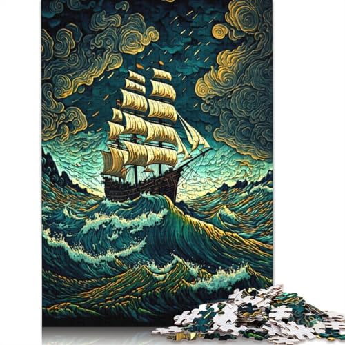Piratenschiff-Puzzle, Dekompressionsspielzeug, rechteckiges Papierpuzzle für Kinder und Erwachsene ab 12 Jahren, 1000 Teile (75 x 50 cm) von QBIREX