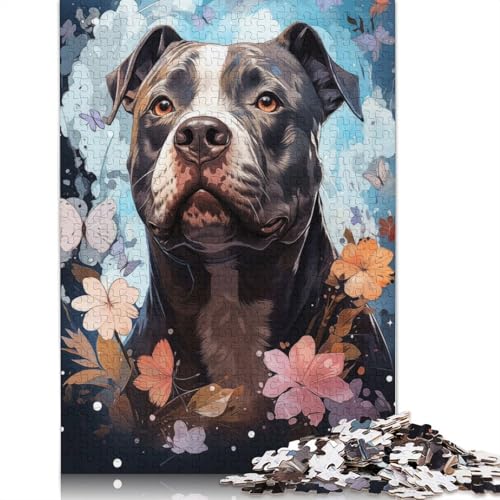 Pitbull-Niedlichkeits-Puzzle, Lernspiele, Familienaktivitäten, Premium-Karton-Puzzle für Frauen und Männer, 1000 Teile (26 x 38 cm) von QBIREX