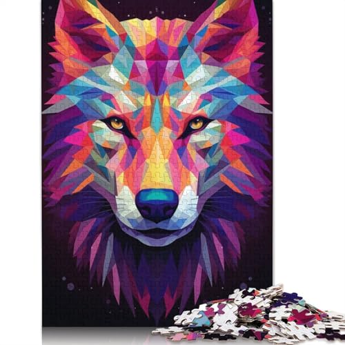 Polygon-Wolf-Wandkunst-Puzzles für Erwachsene, Spielzeug, Lernspiel, schwierige Puzzles für Kinder ab 12 Jahren, 520 Teile (52 x 38 cm) von QBIREX