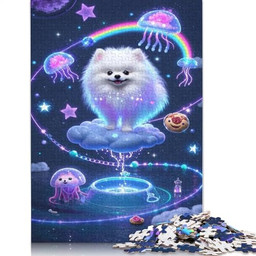 Pomeranian-Welpen-Puzzle, 100% recycelter Karton, 100% recycelter Karton, Puzzle für Jungen oder Mädchen, Geschenk, 1000 Teile (75 x 50 cm) von QBIREX