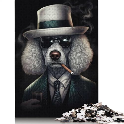 Poodle Dog Gangster Suit Puzzle 1000-teilige Schwer Puzzle Spielzeug Lernspiel Impossible Herausforderungsspielzeug Für Erwachsene Kinder 520pcs (52x38cm) von QBIREX