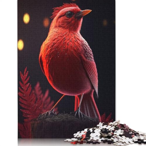 Porträt des roten Vogels, Premium-Puzzle, 100% recycelte Pappe, 100% recycelter Karton, Puzzle für Kinder ab 12 Jahren, 1000 Teile (26 x 38 cm) von QBIREX