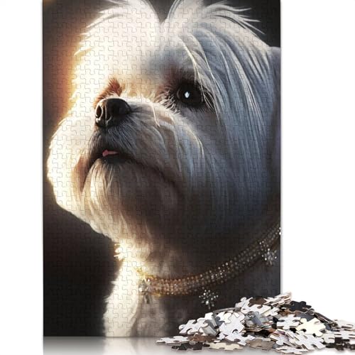 Portrait Weißer Hund Puzzle Freundliche Materialien 100 Prozent Recyclingkarton Puzzle für Erwachsene Kinder 1000 Teile (26x38cm) von QBIREX