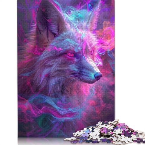Psychedelic Fox Puzzle für Erwachsene, Lernspiel, Puzzle-Geschenke für Kinder ab 12 Jahren, 520 Teile (52 x 38 cm) von QBIREX
