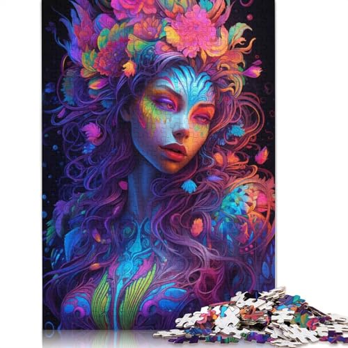 Psychedelic Girl Nr. 4 Puzzle-Spielzeug, Lernspiel, Premium-Karton-Puzzle für Erwachsene und Kinder, 1000 Teile (75 x 50 cm) von QBIREX