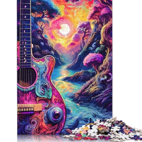 Psychedelisches Gitarren-Fantasielandschafts-Puzzle, Familienspaß, 100% recycelter Karton, Puzzle für Erwachsene ab 12 Jahren, 1000 Teile (26 x 38 cm) von QBIREX