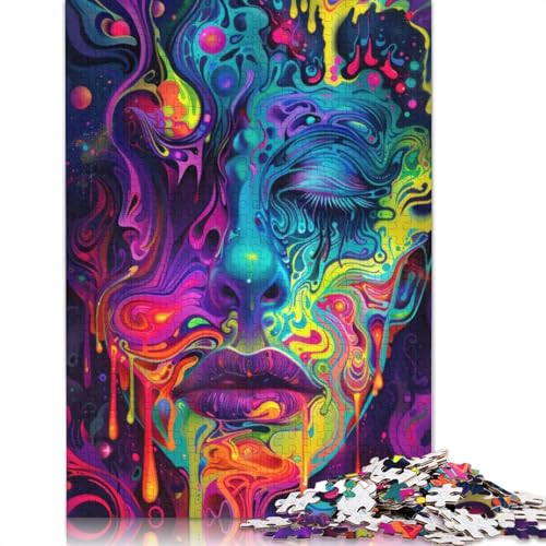 Psychedelisches Schmelzgesichts-Puzzle, Dekompressionsspielzeug, rechteckiges Papierpuzzle für Kinder und Erwachsene ab 12 Jahren, 1000 Teile (75 x 50 cm) von QBIREX