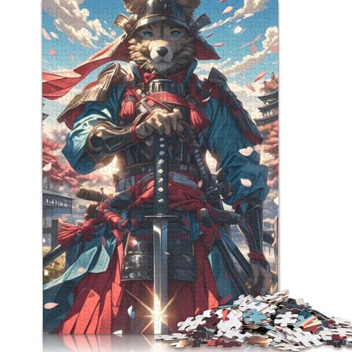 Pudel-Hund-Samurai-Kirsch-Puzzle, schwieriges Hartpapier-Rechteck-Puzzle für Erwachsene und Kinder, einzigartiges Geschenk, 1000 Teile (26 x 38 cm) von QBIREX
