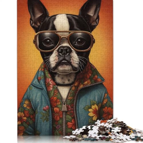 Pug Portrait Puzzles 1000 Teile Schwer Puzzle Spielzeug Lernspiel Impossible Herausforderung Spielzeug Für Erwachsene Kinder 1000pcs (75x50cm) von QBIREX