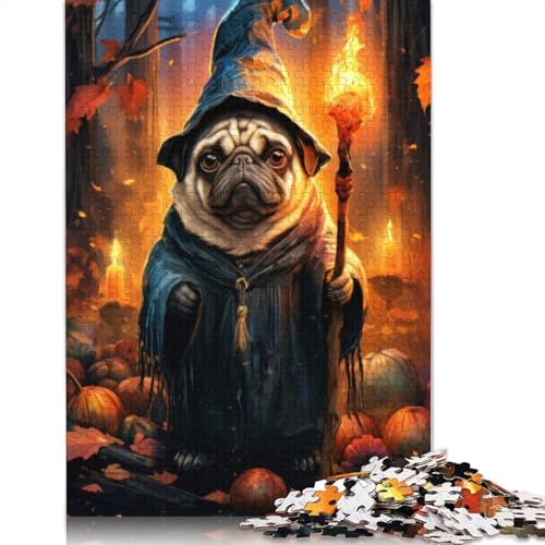 Pug Wizard Puzzles 1000 Teile Schwer Puzzle Spielzeug Pädagogisches Spiel Impossible Herausforderungsspielzeug Für Erwachsene Und Kinder Ab 14 Jahren 1000pcs (40x28cm) von QBIREX
