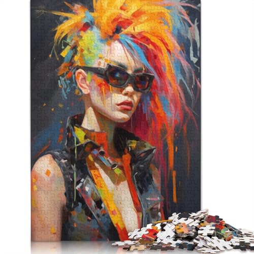 Punk Girl Nr. 1 Puzzle, Familienspaß, rechteckiges Papierpuzzle für Jungen oder Mädchen, Kindertagsgeschenke, 1000 Teile (75 x 50 cm) von QBIREX