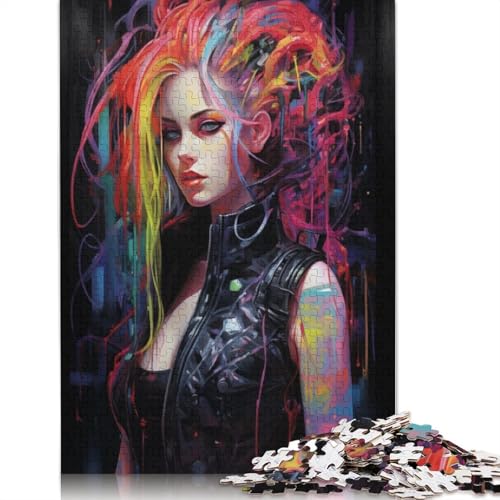Punk Girl Nr. 10 Puzzle, freundliche Materialien, 100% recycelter Karton, Puzzle für Frauen und Männer, einzigartiges Geschenk, 1000 Teile (26 x 38 cm) von QBIREX