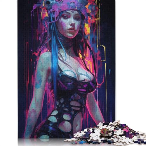 Punk Girl Nr. 7 Puzzle, Lernspiele, Familienaktivitäten, Premium-Karton-Puzzle für Frauen und Männer, 1000 Teile (26 x 38 cm) von QBIREX