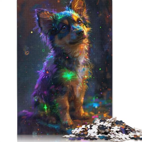 Puppy in Colors Puzzle 1000-teilige Schwer Puzzle Spielzeug Lernspiel Impossible Herausforderungsspielzeug Für Erwachsene Und Kinder Ab 12 Jahren 520pcs (52x38cm) von QBIREX