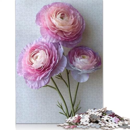 Purple Ranunculus Flowers Puzzle 1000 Teile Erwachsenenpuzzle Puzzles Holzpuzzles Nachhaltiges Puzzle für Erwachsene | Spiele 1000 Teile (75 x 50 cm) von QBIREX