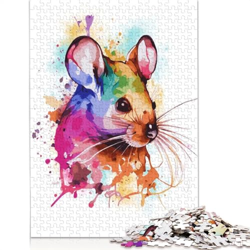 Puzzle, süße Bunte Mauskunst, 1000-teiliges Puzzle, Holzpuzzle für Kinder ab 18 Jahren, Geschenke für Freunde und Familie, 1000 Teile (75 x 50 cm) von QBIREX