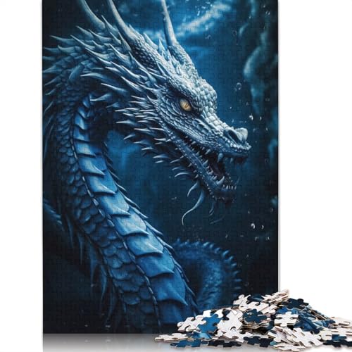 Puzzle „Blue Sapphire Dragon“, 1500 Teile, farbenfrohes Puzzle, Geschenke für Männer, für Kinder ab 12 Jahren, 1500 Teile (85 x 57 cm) von QBIREX