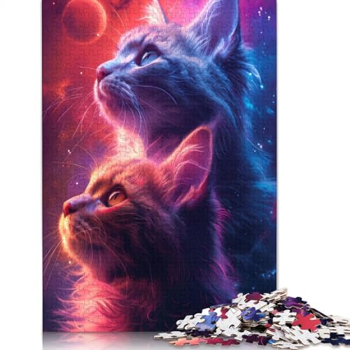 Puzzle „Cosmic Fluffy Cats Nebula“, 100% recycelter Karton, 100% recycelter Karton, Puzzle für Jungen oder Mädchen, 1000 Teile (26 x 38 cm) von QBIREX