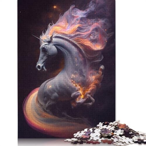 Puzzle „Einhorn aus Sternen“, schwierig, 100% recycelter Karton, für Frauen und Männer, Vatertagsgeschenke, 1000 Teile (75 x 50 cm) von QBIREX