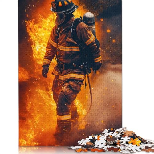 Puzzle „Feuerwehrmann in Flammen“, 100% Recyclingkarton, 100% Recyclingkarton, Geschenk für Jungen oder Mädchen, 1000 Teile (75 x 50 cm) von QBIREX