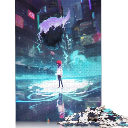 Puzzle „Regennacht in der Stadt V2“, einzigartige Heimdekoration, 100% recycelter Karton, Puzzle für Erwachsene und Kinder, Tagesgeschenke, 1000 Teile (26 x 38 cm) von QBIREX