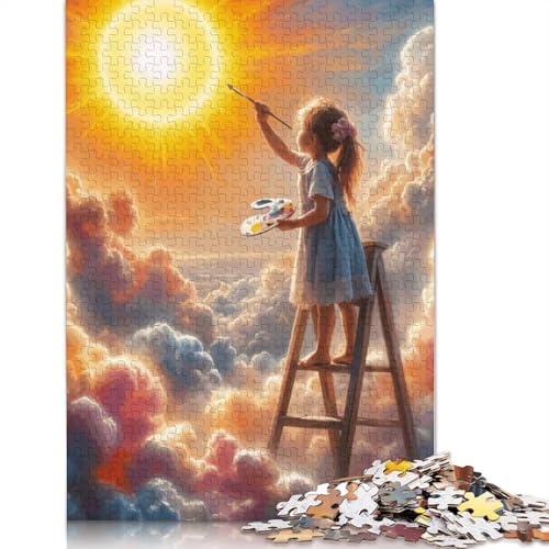Puzzle „Sonnenmalerei“ des kleinen Künstlers, einzigartige Heimdekoration, rechteckiges Papierpuzzle für Erwachsene und Teenager, Muttertagsgeschenke, 1000 Teile (75 x 50 cm) von QBIREX