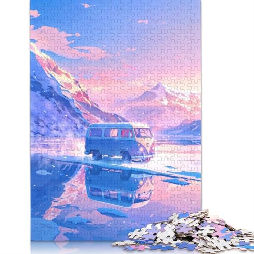 Puzzle „Van auf dem zugefrorenen See“, 100% recycelter Karton, 100% recycelter Karton, Puzzle für Jungen oder Mädchen, Geschenk, 1000 Teile (75 x 50 cm) von QBIREX