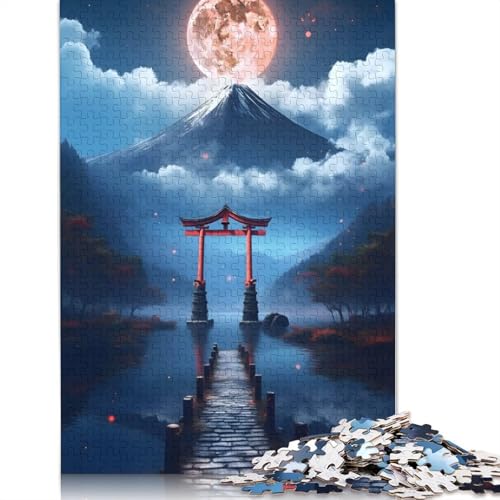 Puzzle 1000 Teile, Mondschein-Puzzle Fuji Torii-Tor, Schwierigkeitsgrad für Erwachsene, Lernspielzeug, Spiele, Familiendekoration (38 x 26 cm) von QBIREX
