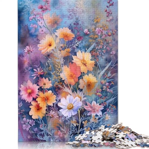 Puzzle 1000 Teile Aquarell Blumen für Erwachsene, Weihnachtsgeschenke, Puzzles für Erwachsene, Lernspielzeug, 1000 Teile (75 x 50 cm) von QBIREX