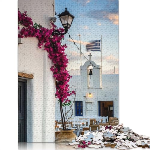 Puzzle 1000 Teile Sonnenaufgang in Paros, Griechenland, Schwierigkeitsgrad Erwachsene, Lernspielzeug, Spiele, Familiendekoration (75 x 50 cm) von QBIREX