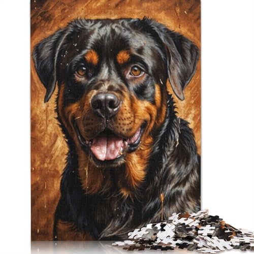 Puzzle 1000 Teile für Erwachsene, Rottweiler-Porträt-Puzzle für Erwachsene, Papppuzzles, Familienspiele, Weihnachts- und Geburtstagsgeschenke, 1000 Stück (75 x 50 cm) von QBIREX