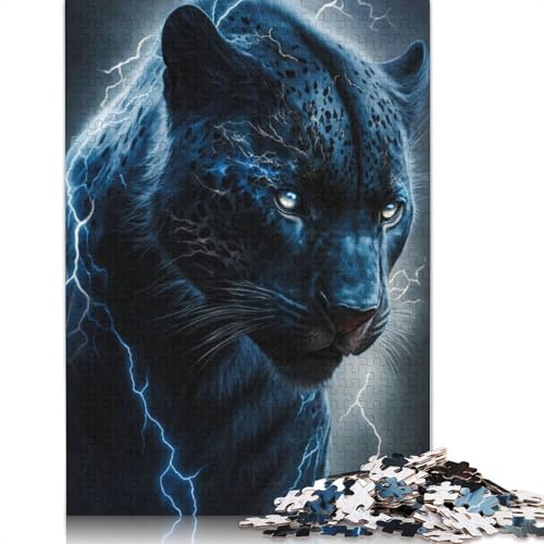 Puzzle 1500 Teile für Erwachsene, Schwarzer Panther mit Blitzen, Puzzle für Erwachsene, Papppuzzles, Familienspiele, 1500 Teile (85 x 57 cm) von QBIREX