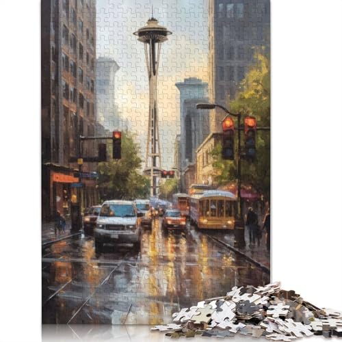 Puzzle City of Coffee Seattle USA, Puzzle aus 100 % recyceltem Karton, für Kinder und Erwachsene, Weihnachtsgeschenk, 1000 Teile (38 x 26 cm) von QBIREX