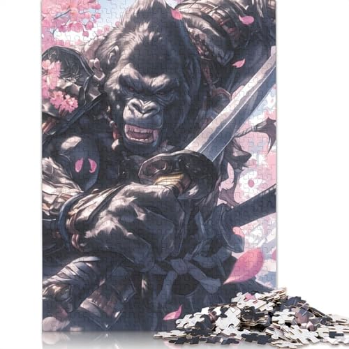 Puzzle Gorilla Samurai Japanisch schwierig rechteckig aus festem Papier für Kinder Erwachsene 1000 Teile (75 x 50 cm) von QBIREX