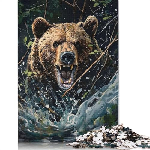 Puzzle für Erwachsene, 1000 Teile, Bär zerschmettert das Unterholz, Zweige, Puzzle für Erwachsene, Lernspiel, Herausforderungsspielzeug, 1000 Teile (75 x 50 cm) von QBIREX