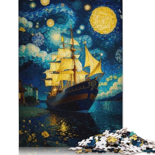 Puzzle für Erwachsene, 1000 Teile, Piratenschiff, Vangogh-Puzzle, Puzzle für Erwachsene, Lernspiel, Herausforderungsspielzeug, 1000 Teile (75 x 50 cm) von QBIREX