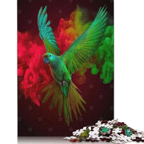 Puzzle für Erwachsene, 1000 Teile, Rasta-Grünpapagei, Papierpuzzle für Erwachsene, Lernspiel, Herausforderungsspielzeug, 1000 Teile (38 x 26 cm) von QBIREX