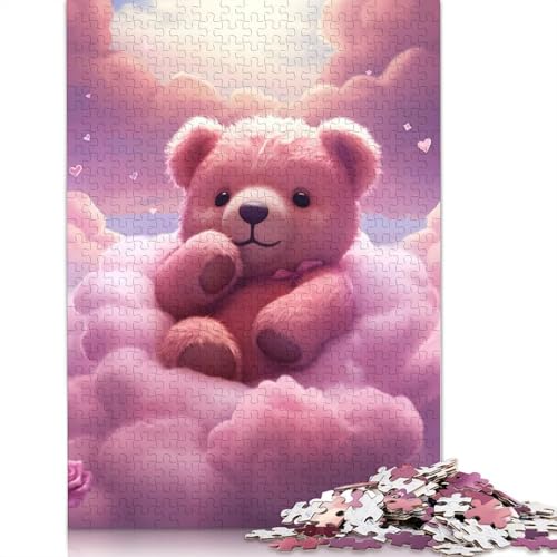 Puzzle für Erwachsene, 1000 Teile, Teddy auf rosa Wolken, Puzzle für Erwachsene, Lernspiel, Herausforderungsspielzeug, 1000 Teile (75 x 50 cm) von QBIREX