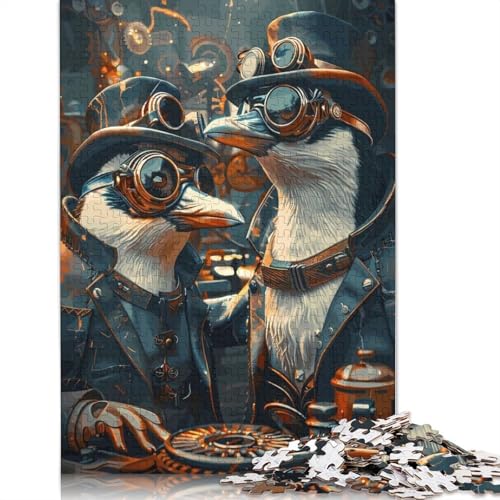 Puzzle für Erwachsene, 1000 Teile, Tier-Steampunk-Pinguin-Puzzle, Puzzle für Erwachsene, Lernspiel, Herausforderungsspielzeug, 1000 Teile (38 x 26 cm) von QBIREX