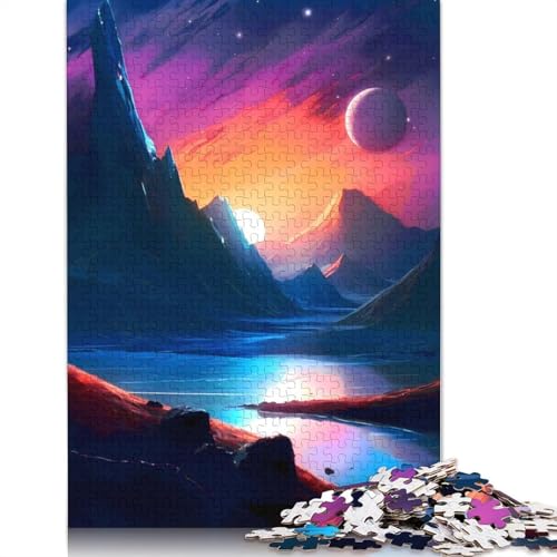 Puzzle für Erwachsene, 1000 Teile, Twilight Mountain River, Lernspielzeug, Spiele, Familiendekoration (38 x 26 cm) von QBIREX