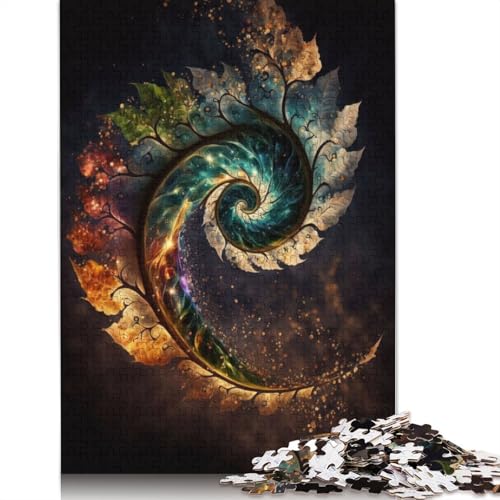 Puzzle für Erwachsene, 1000 Teile, kosmisches Spiralblatt-Puzzle, anspruchsvolles Spiel (75 x 50 cm) von QBIREX