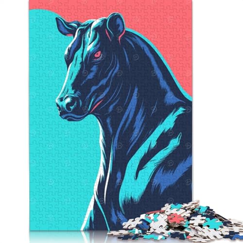 Puzzle für Erwachsene, 1000 Teile, stilisierte Stierillustration mit kräftigen Farben, Puzzle für Erwachsene, Lernspiel, Herausforderungsspielzeug, 1000 Teile (38 x 26 cm) von QBIREX