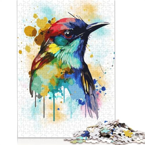Puzzle für Erwachsene, Abstrakter Aquarellvogel, 520 Teile, aus Holz, ab 18 Jahren, Lernspielzeug, 520 Teile (52 x 38 cm) von QBIREX