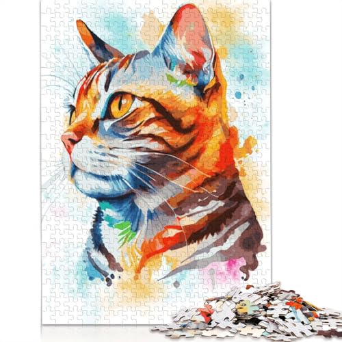Puzzle für Erwachsene, American Shorthair Cat Art, 1500-teiliges Puzzle, Holzpuzzle für Erwachsene und Personen ab 18 Jahren, anspruchsvolles Spielpuzzle, 1500 Teile (85 x 57 cm) von QBIREX