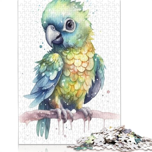 Puzzle für Erwachsene, Aquarell-Baby-Ara, 520-teiliges Puzzle, Holzpuzzle für Erwachsene und ab 18 Jahren, Familienaktivität, 520 Teile (52 x 38 cm) von QBIREX