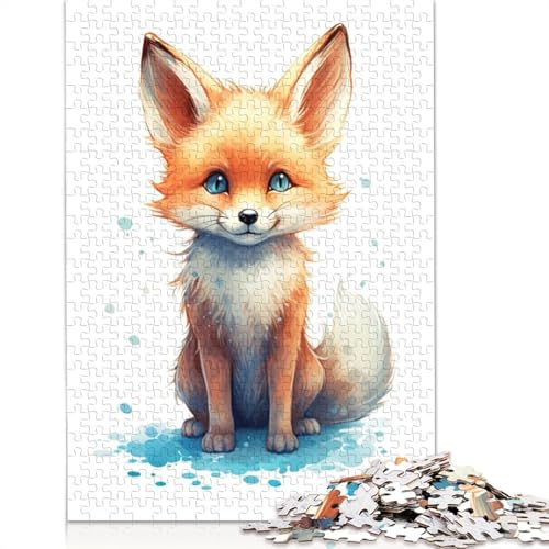 Puzzle für Erwachsene, Aquarell-Baby-Fuchs-Kunst, 1500-teiliges Puzzle, Holzpuzzle für Erwachsene und Personen ab 18 Jahren, anspruchsvolles Spielpuzzle, 1500 Teile (85 x 57 cm) von QBIREX