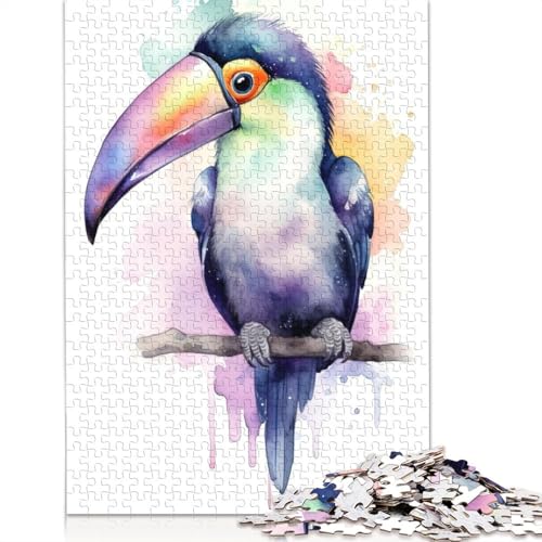 Puzzle für Erwachsene, Aquarell-Baby-Tukan, 520-teiliges Puzzle, Holzpuzzle für Erwachsene und ab 18 Jahren, Familienaktivität, 520 Teile (52 x 38 cm) von QBIREX