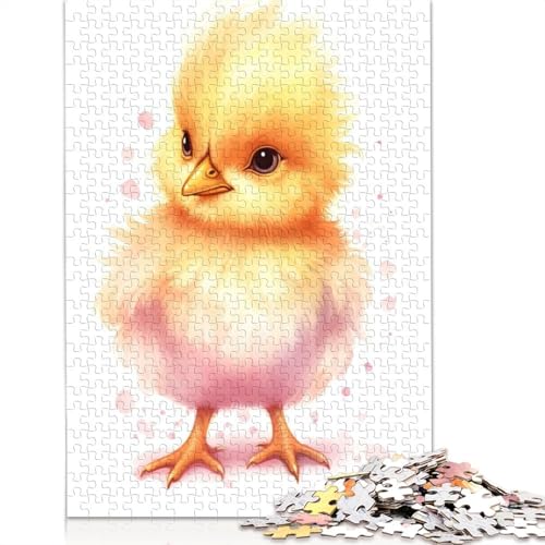 Puzzle für Erwachsene, Aquarell-Babyhuhn, 1000-teiliges Puzzle, Holzpuzzle, ab 18 Jahren, Weihnachts- und Geburtstagsgeschenke, 1000 Teile (75 x 50 cm) von QBIREX