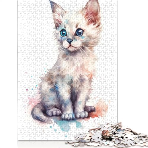 Puzzle für Erwachsene, Aquarell-Balinesische Katze, 520-teiliges Puzzle, Holzpuzzle für Erwachsene und ab 18 Jahren, Spiele, Spielzeug, Geschenk, 520 Teile (52 x 38 cm) von QBIREX
