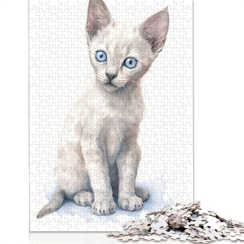 Puzzle für Erwachsene, Aquarell-Burmilla-Katze, 1500-teiliges Holzpuzzle für Erwachsene ab 18 Jahren, Lernspielzeug, 1500 Teile (85 x 57 cm) von QBIREX